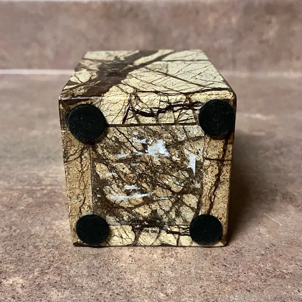 Natural marble brown forest texured marble pen holder, brush holder